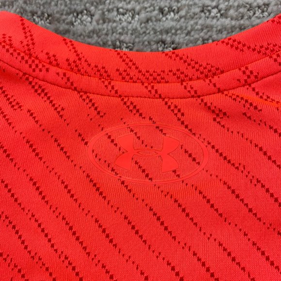 UNDER ARMOUR UA Running Shirt Men Medium M Neon Orange Breathable Perforated - Picture 10 of 10